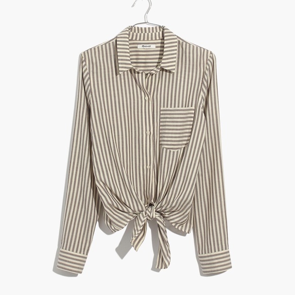 Madewell Tie-Front Shirt in Maitland Stripe Size S - Picture 8 of 8